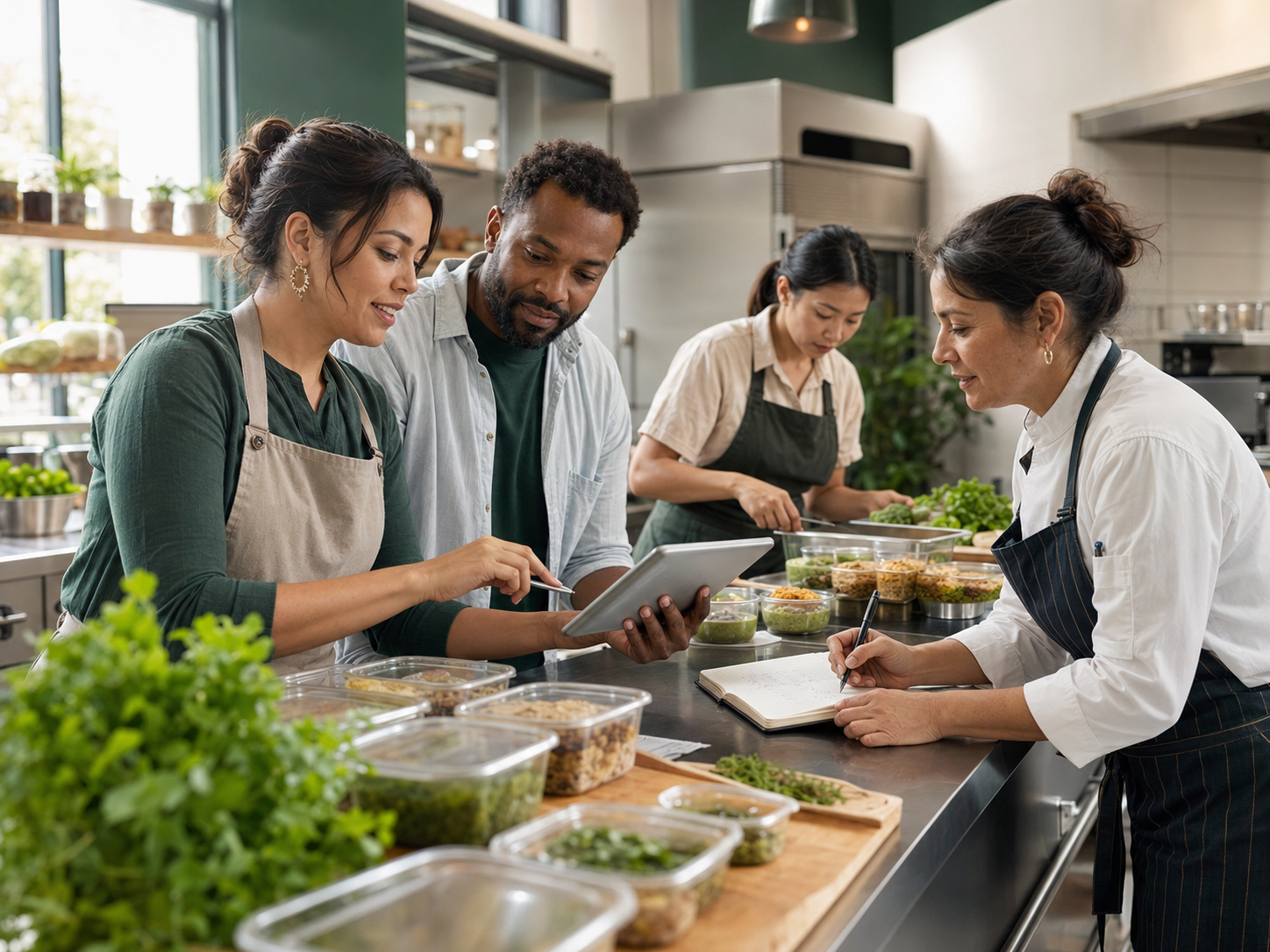 Food entrepreneurs learning and producing in a shared commercial kitchen